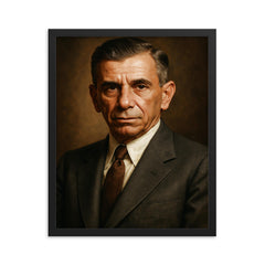 Meyer Lansky portrait framed print on a plain backdrop in size 16"x20".