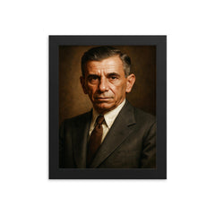 Meyer Lansky portrait framed print on a plain backdrop in size 8"x10".