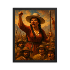 Micaela Bastidas rallying Andean rebels framed print on a plain backdrop in size 16"x20".