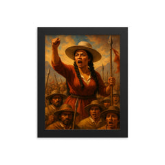 Micaela Bastidas rallying Andean rebels framed print on a plain backdrop in size 8"x10".