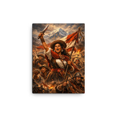 Micaela Bastidas rallying Andean resistance canvas print on a plain backdrop in size 12"x16".