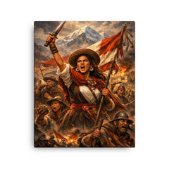 Micaela Bastidas rallying Andean resistance canvas print on a plain backdrop in size 16"x20".