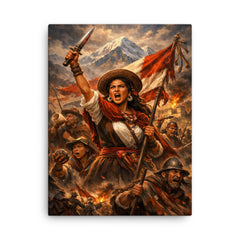 Micaela Bastidas rallying Andean resistance canvas print on a plain backdrop in size 18"x24".