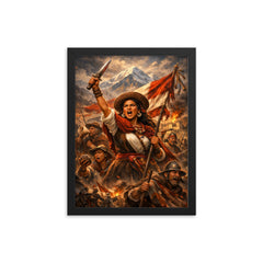 Micaela Bastidas rallying Andean resistance framed print on a plain backdrop in size 12"x16".