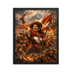 Micaela Bastidas rallying Andean resistance framed print on a plain backdrop in size 16"x20".