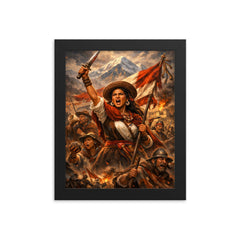 Micaela Bastidas rallying Andean resistance framed print on a plain backdrop in size 8"x10".