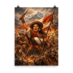 Micaela Bastidas rallying Andean resistance poster on a plain backdrop in size 8"x10".