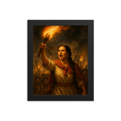 Micaela Bastidas rallying rebellion by torchlight framed print on a plain backdrop in size 8"x10".