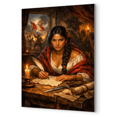 Micaela Bastidas writing revolutionary orders metal print mockup