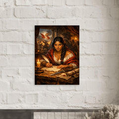 Micaela Bastidas writing revolutionary orders metal print mockup