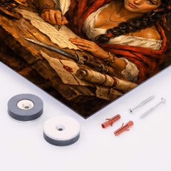 Micaela Bastidas writing revolutionary orders metal print mockup