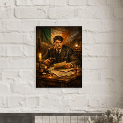 Michael Collins in Dublin safehouse candlelight metal print mockup