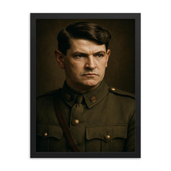 Michael Collins Irish leader portrait framed print on a plain backdrop in size 18"x24".