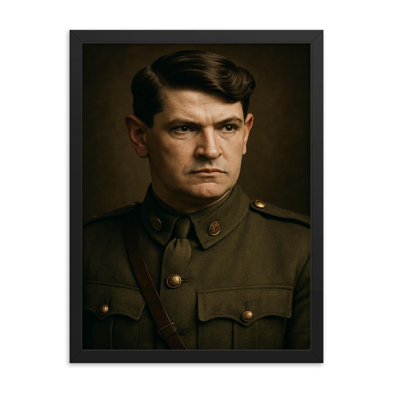 Michael Collins Irish leader portrait framed print on a plain backdrop in size 18