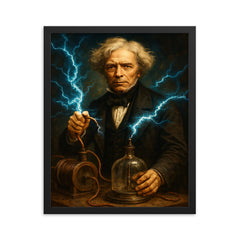 Michael Faraday framed print on a plain backdrop in size 16"x20".
