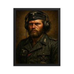 Michael Wittmann style avoided instead Kurt Knispel portrait framed print on a plain backdrop in size 16"x20".