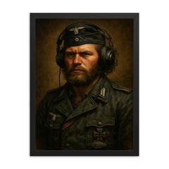 Michael Wittmann style avoided instead Kurt Knispel portrait framed print on a plain backdrop in size 18"x24".