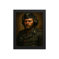 Michael Wittmann style avoided instead Kurt Knispel portrait framed print on a plain backdrop in size 8"x10".