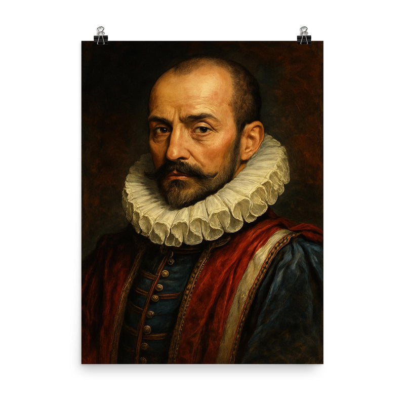 Michel de Montaigne poster on a plain backdrop in size 8