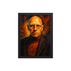 Michel Foucault framed print on a plain backdrop in size 12"x16".