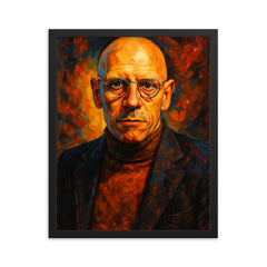 Michel Foucault framed print on a plain backdrop in size 16"x20".