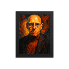 Michel Foucault framed print on a plain backdrop in size 8"x10".