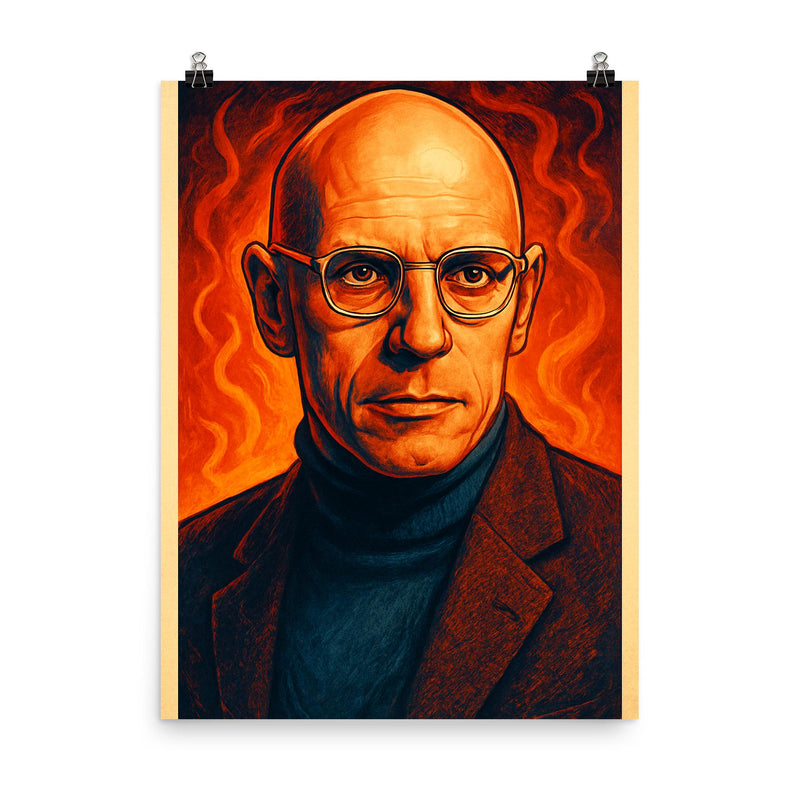 Michel Foucault poster on a plain backdrop in size 8