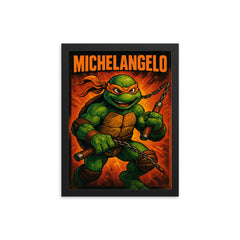 Michelangelo framed print on a plain backdrop in size 12"x16".