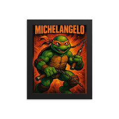 Michelangelo framed print on a plain backdrop in size 8"x10".