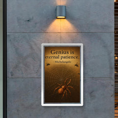 Michelangelo quote genius patience spider weaving perfect web inspiring poster 2