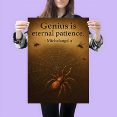 Michelangelo quote genius patience spider weaving perfect web inspiring poster 3
