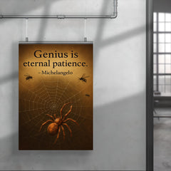Michelangelo quote genius patience spider weaving perfect web inspiring poster 4