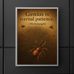 Michelangelo quote genius patience spider weaving perfect web inspiring poster 5