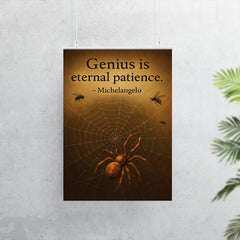 Michelangelo quote genius patience spider weaving perfect web inspiring poster 7