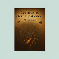 Michelangelo quote genius patience spider weaving perfect web inspiring poster 8