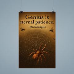 Michelangelo quote genius patience spider weaving perfect web inspiring poster 9