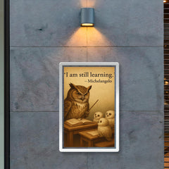 michelangelo quote wise owl with owlets inspiring poster poster 2