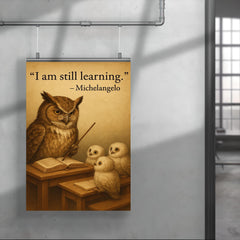 michelangelo quote wise owl with owlets inspiring poster poster 4