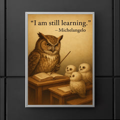 michelangelo quote wise owl with owlets inspiring poster poster 5