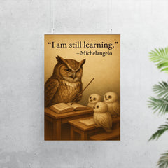michelangelo quote wise owl with owlets inspiring poster poster 7