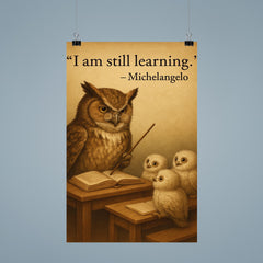 michelangelo quote wise owl with owlets inspiring poster poster 9