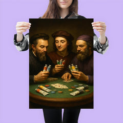 Michelangelo Raphael and Donatello playing poker with tubes of paint poster 3