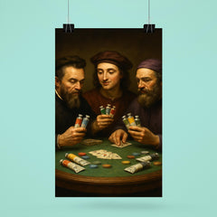 Michelangelo Raphael and Donatello playing poker with tubes of paint poster 6