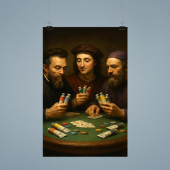 Michelangelo Raphael and Donatello playing poker with tubes of paint poster 9
