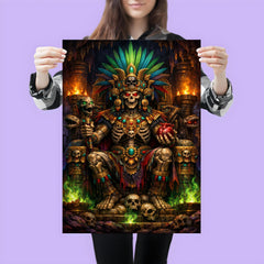 Mictlantecuhtli in jewel toned underworld throne poster 3
