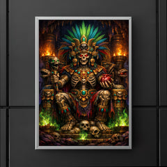Mictlantecuhtli in jewel toned underworld throne poster 5