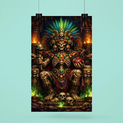 Mictlantecuhtli in jewel toned underworld throne poster 6
