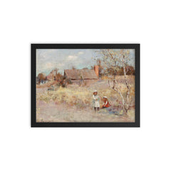 Midsummer by Walter Withers, 1895 framed print on a plain backdrop in size 12"x16".