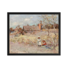 Midsummer by Walter Withers, 1895 framed print on a plain backdrop in size 16"x20".
