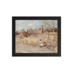 Midsummer by Walter Withers, 1895 framed print on a plain backdrop in size 8"x10".